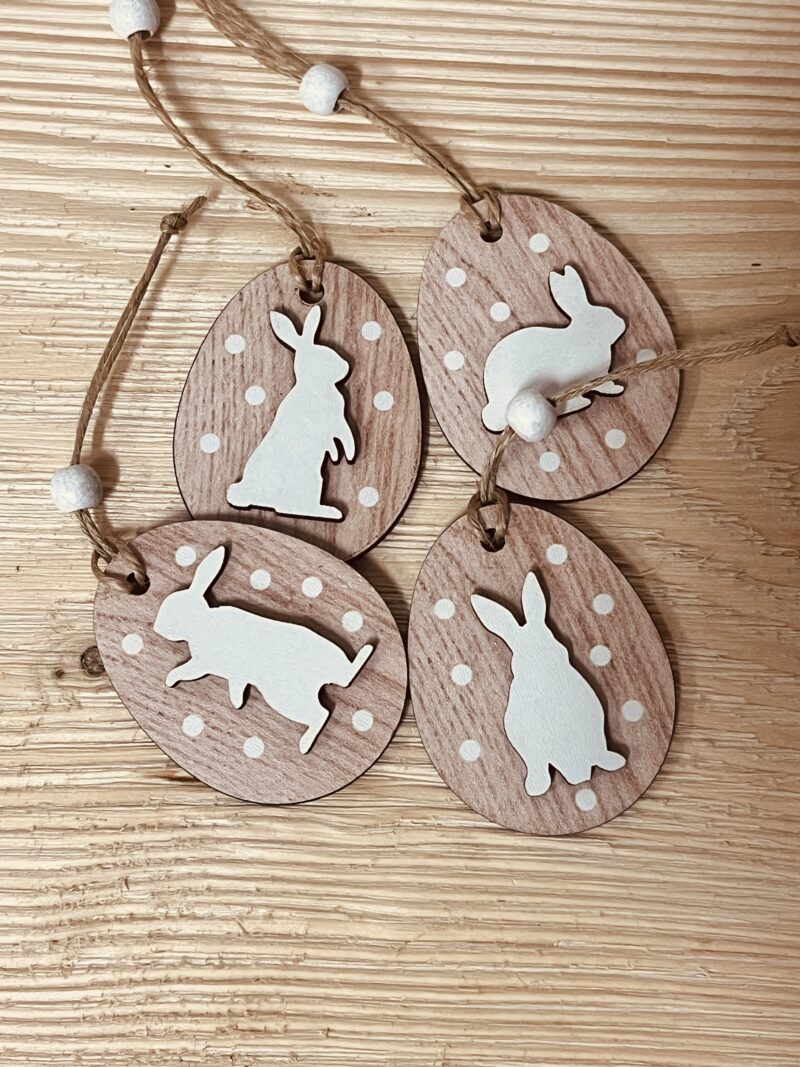 Set 4 Uova in legno da appendere