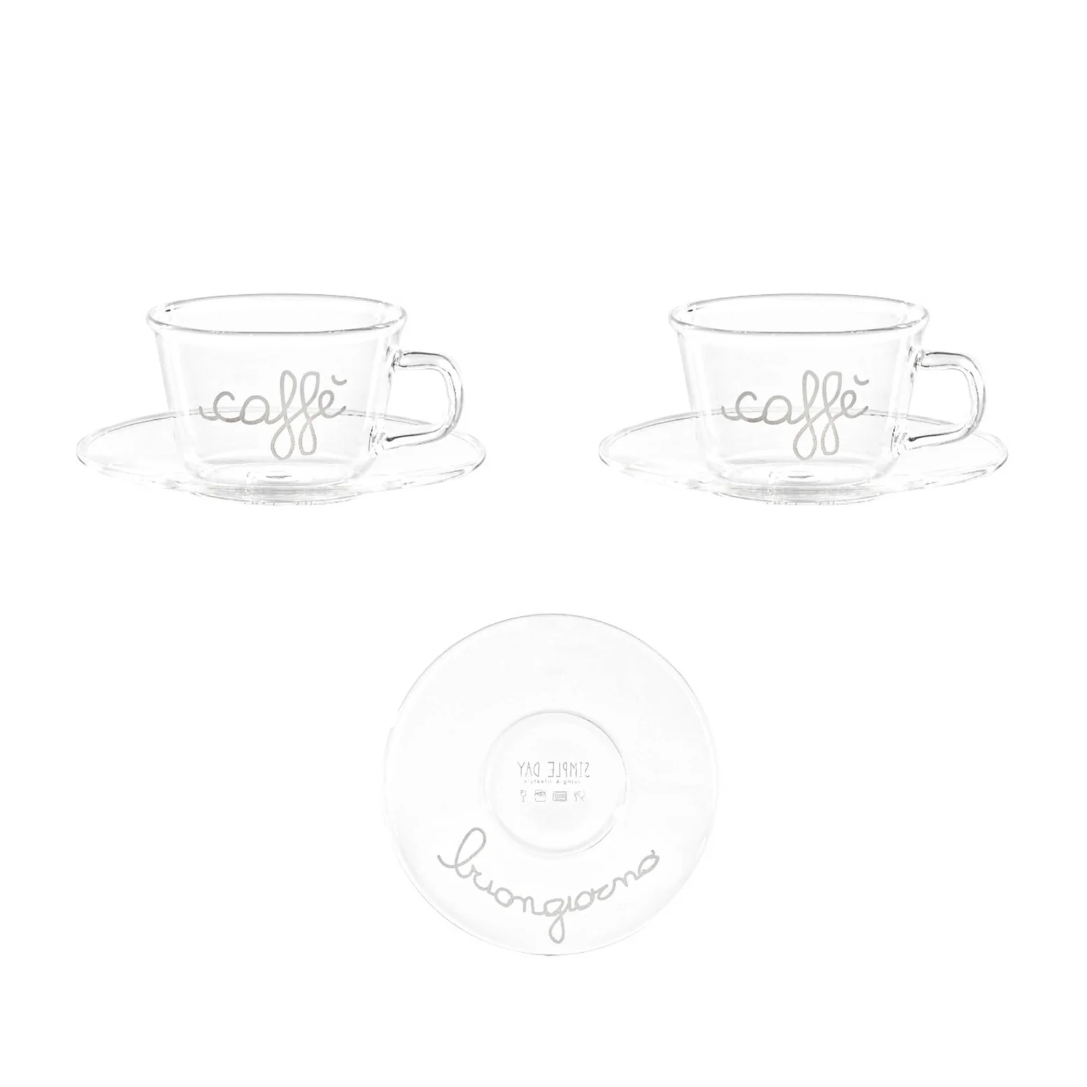 Set di 2 Tazzine in Vetro - Caffè, Buongiorno - Simple Day - immagine 2